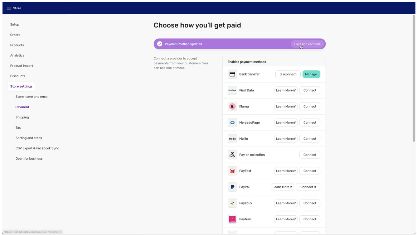 BaseKit provides an easy way to get paid through your website