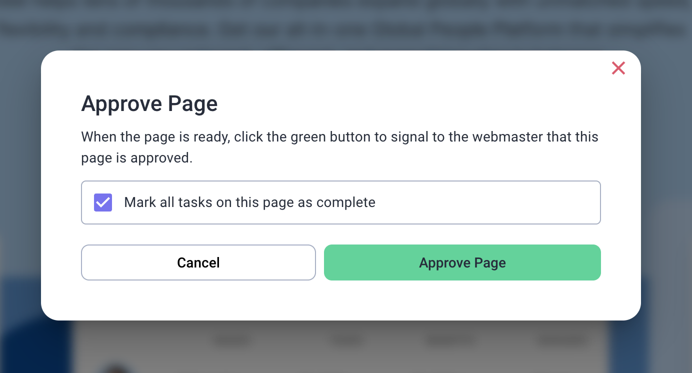 Atarim's Page Approval