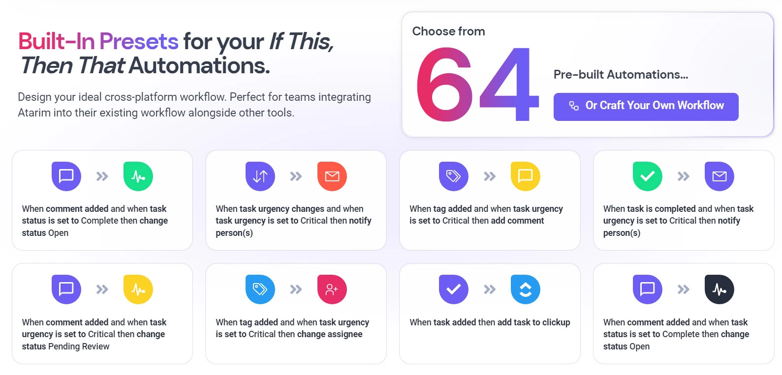 Built-in presents for 'if-this-then-that' automations