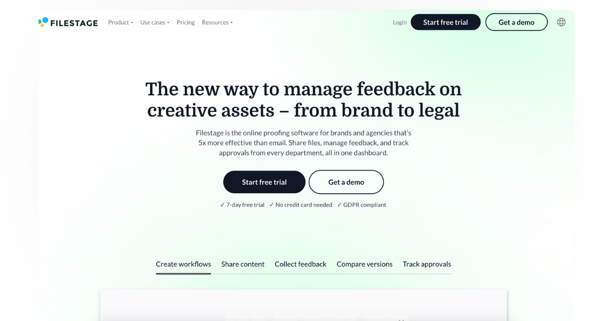 Filestage interface for media reviews, including video and PDF feedback – a top Marker.io alternative for multimedia teams.