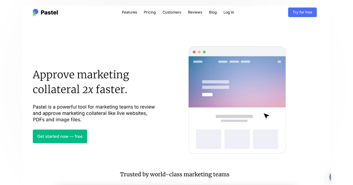 Pastel website feedback tool showing visual comments on a live webpage – a lightweight Marker.io alternative for feedback.