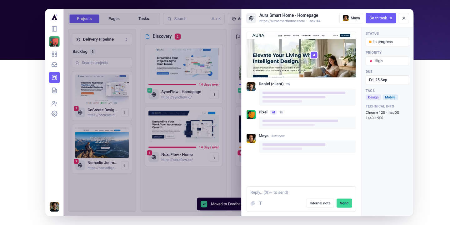 Atarim's in build project tracking tools to help tackle web design scope creep