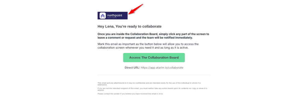 Collaboration invite email showing the agency's White Label logo at the top