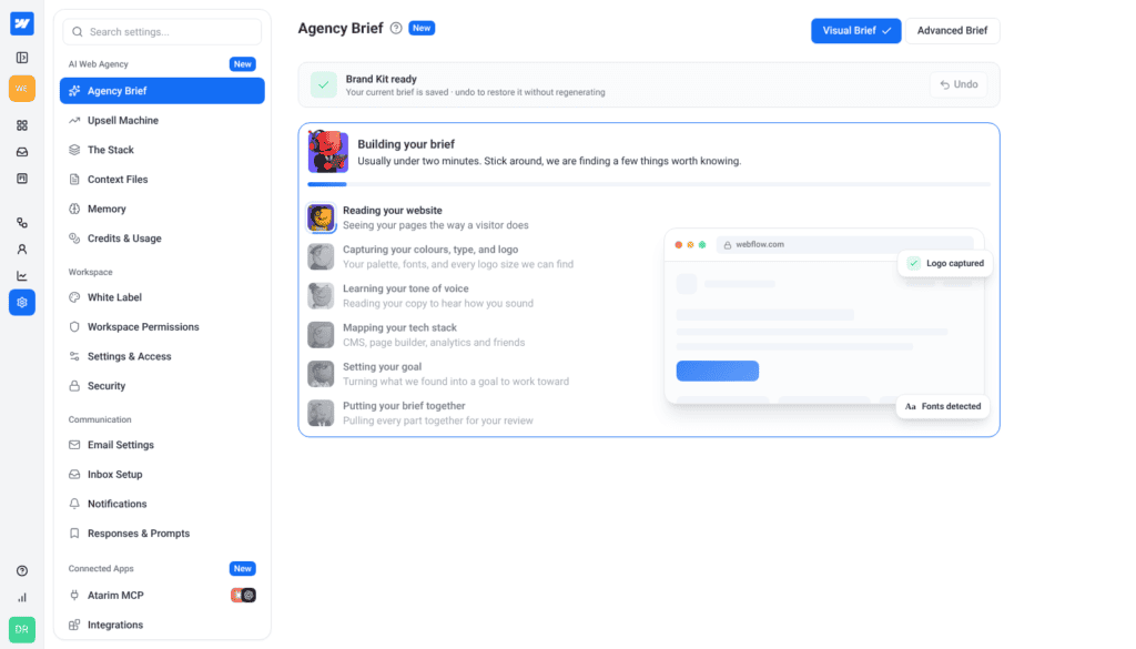 Building your brief progress view on the Reading your website step