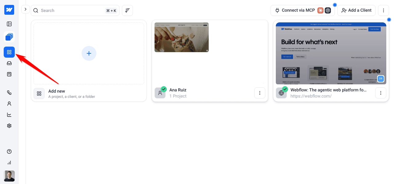 Projects in the Atarim sidebar