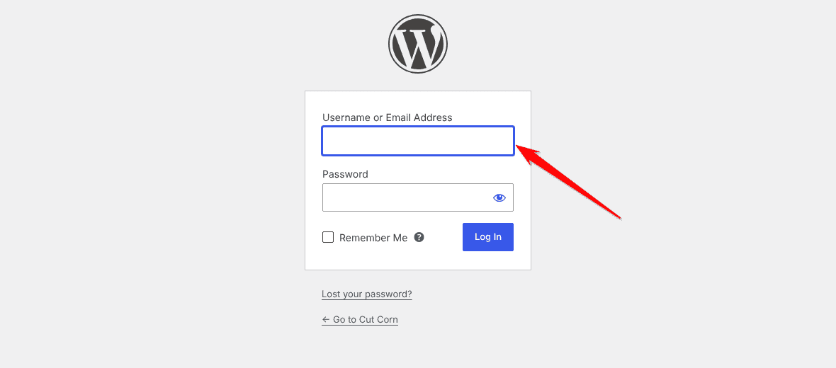 WordPress login screen shown before the plugin can be installed