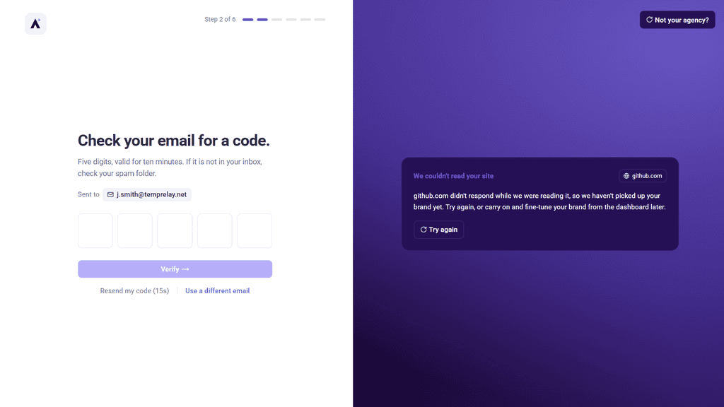 Completed registration form with the Create my account button ready